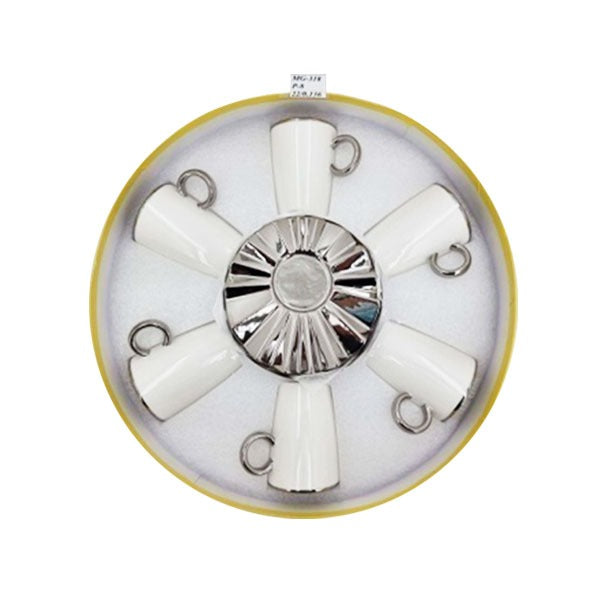 MG318 6pcs Cup Saucer Whilte-Long 8c