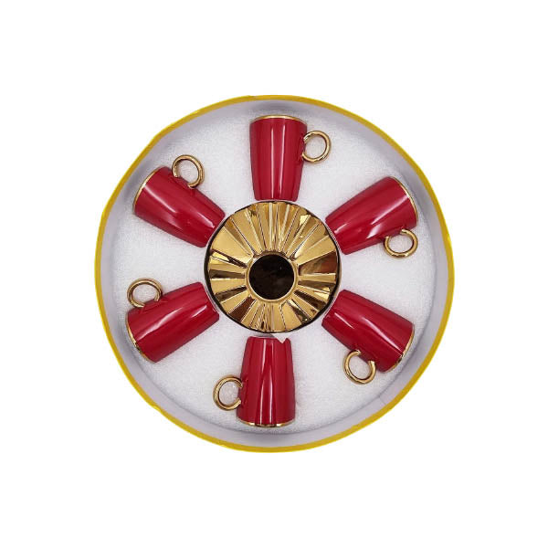 MG330 6pcs Cup Saucer Gold+Red ANGELA 8c