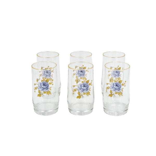 MK180 Blue Rose 6 Piece Water Glass Set