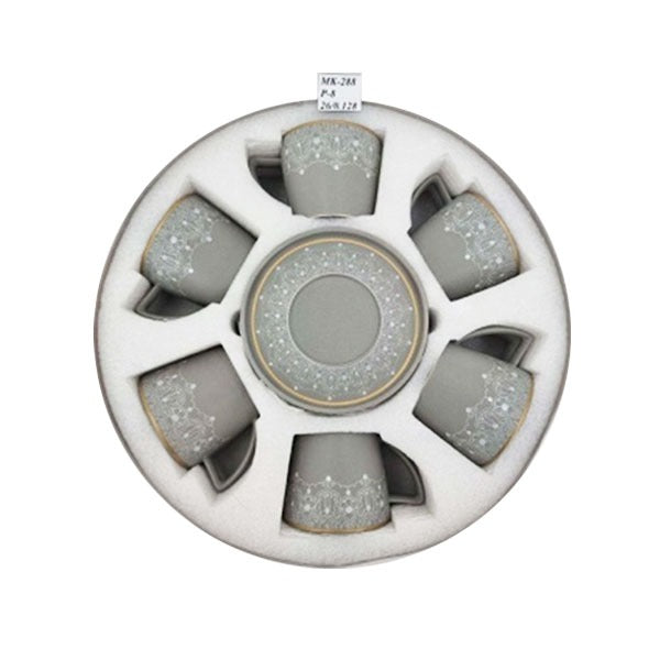 MK288 6pcs Cup Saucer Gry Half-Design 8c