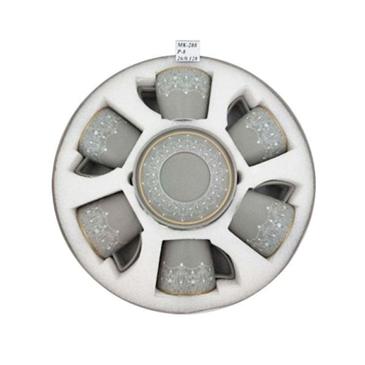 MK288 6pcs Cup Saucer Gry Half-Design 8c