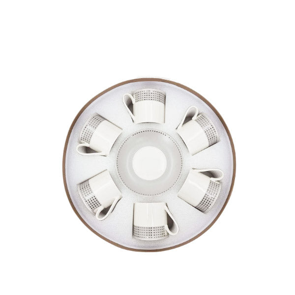 RM323 Gray Border Cup Saucers Set