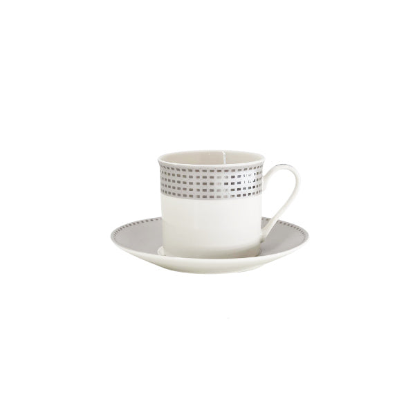 RM323 Gray Border Cup Saucers Set