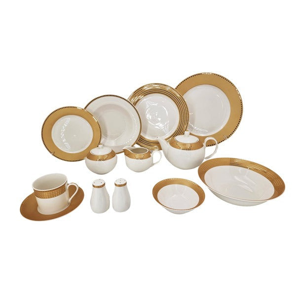 RM327 Gold-Dot Borders 47Pcs Dinner Set