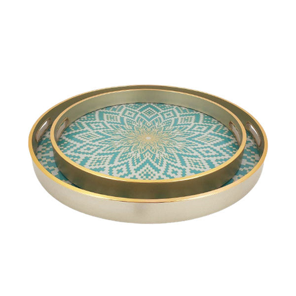 RY04 2Pcs Round Serving Tray Angela 4c