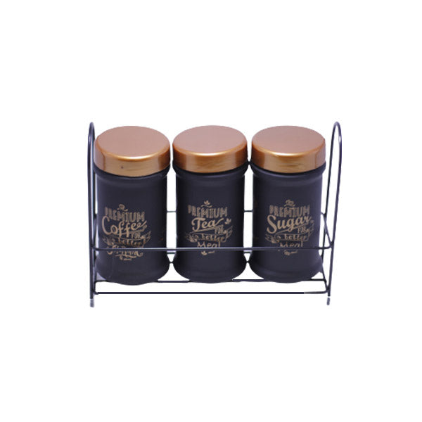 S1035 3Pcs BLK Coffee JarSet 6c 660cc