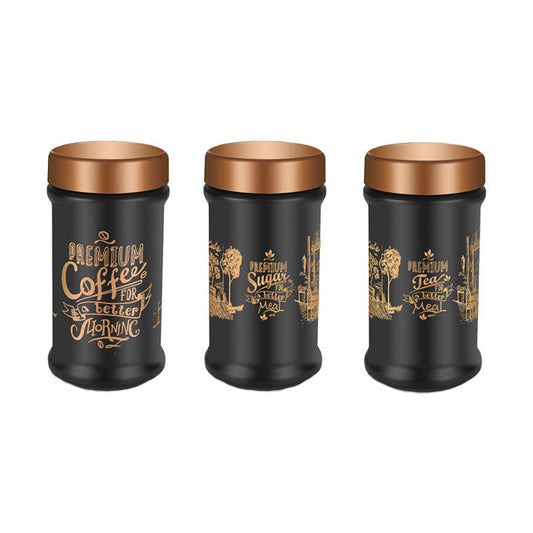 S683 3 Pcs Black Decorat Jar Set6c 600cc