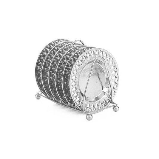 SQ-007 6Pcs Coaster W-Stand Silver 48c