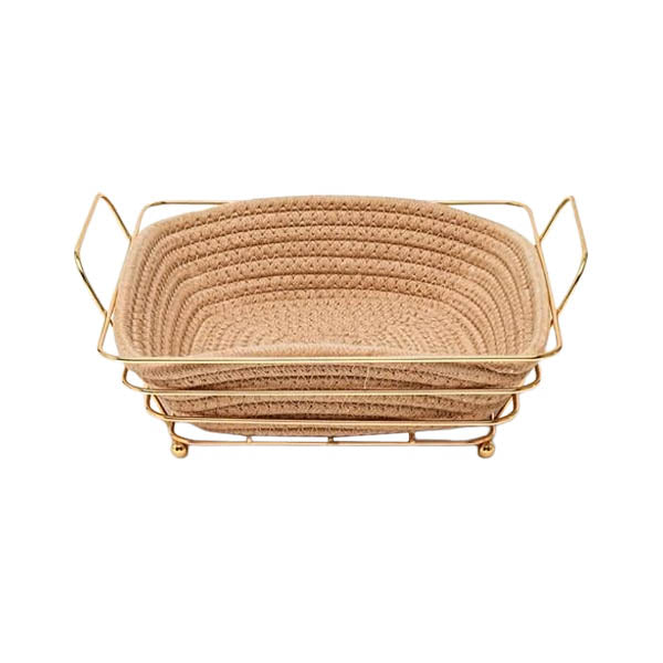 STM-003 Bread Basket Rect Gold 48c