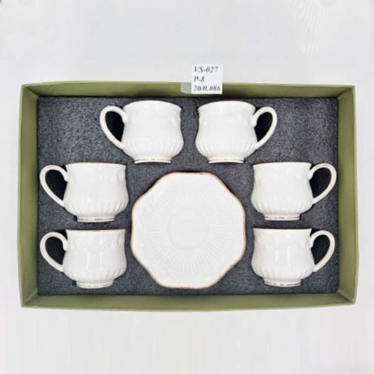 VS027 6Pcs Cup Saucer White 8c