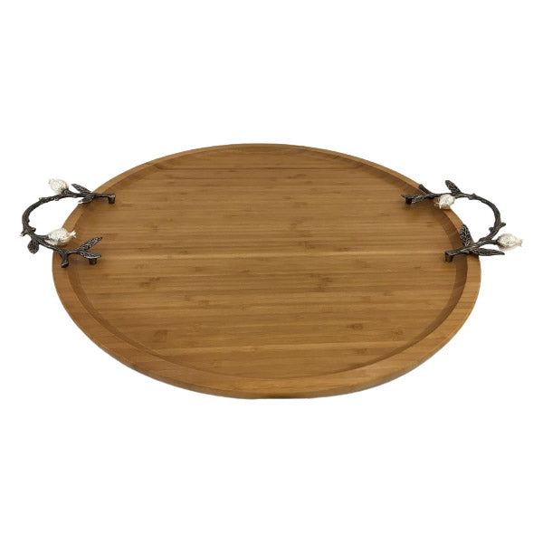WB1062 Round Tray Wood Lrg ORCHID 6c