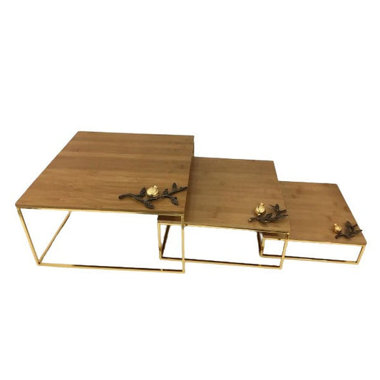 WB1102 SQ 3 Piece Cake Stand  ( Gold )