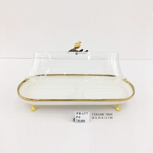WB1377 Ceramic-Dish With-L 30x12cm (G)