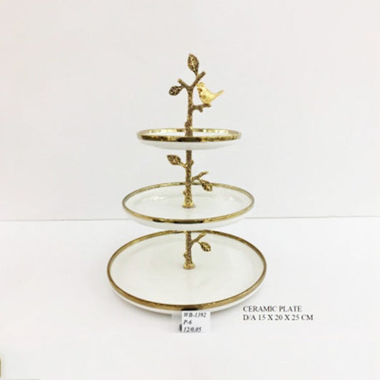 WB1392 3 TIER SWEET DISH 15x20x25cm(G)