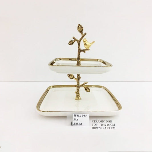 WB1397 2 TIER SWEET DISH 16x21cm (G)