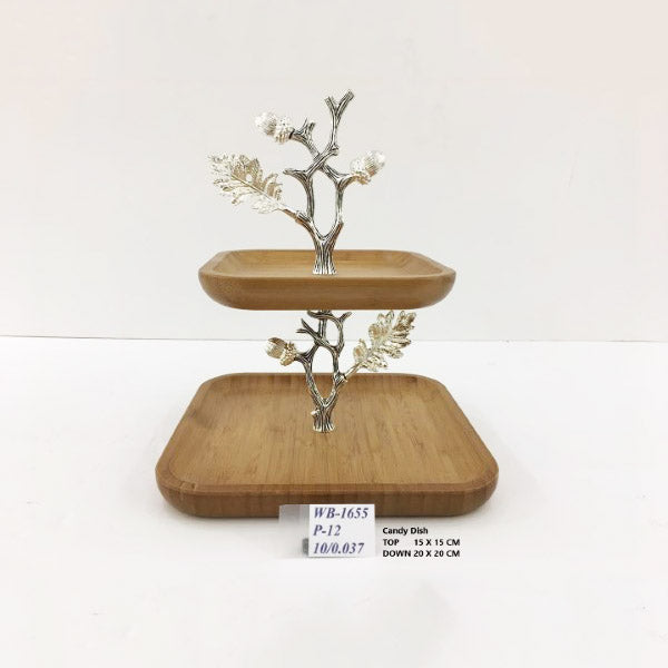 WB1655 2Tier Wooden Dish 15x20cm (S)