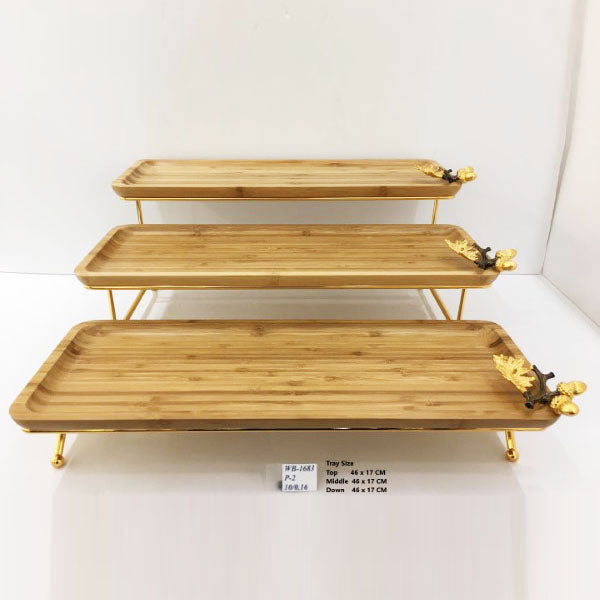 WB1683 3Tier Wood Pastry-S 46x17cm(G)