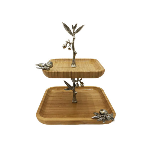 WB542 Wood Sq 2Tier Pastry ORCHID