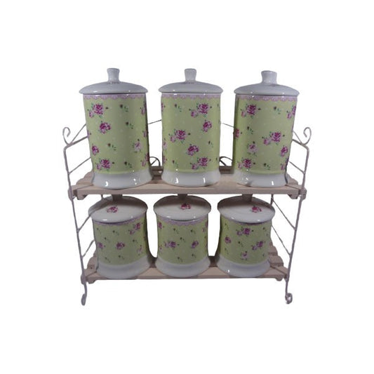 ZP236 6P Jar Set Green+Rose ANGELA 4c