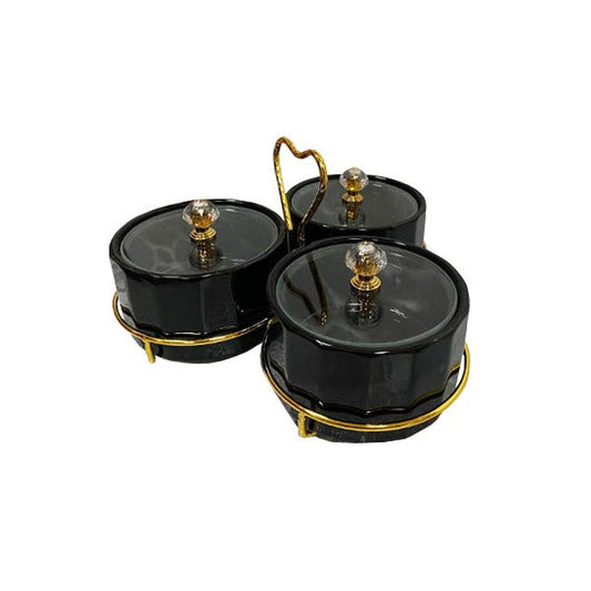 ZQ-015 Heart Condiment 3 Part Black 18c