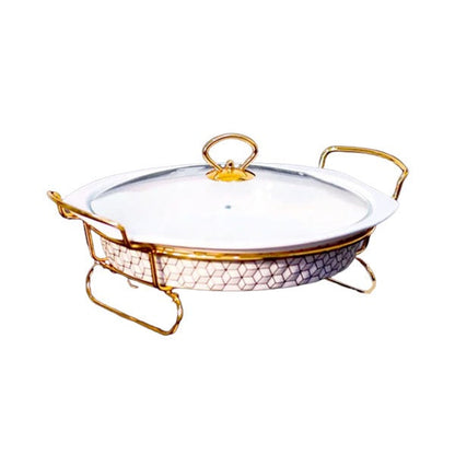 BR0153 12" ROUND CASSEROLE WITH 4c
