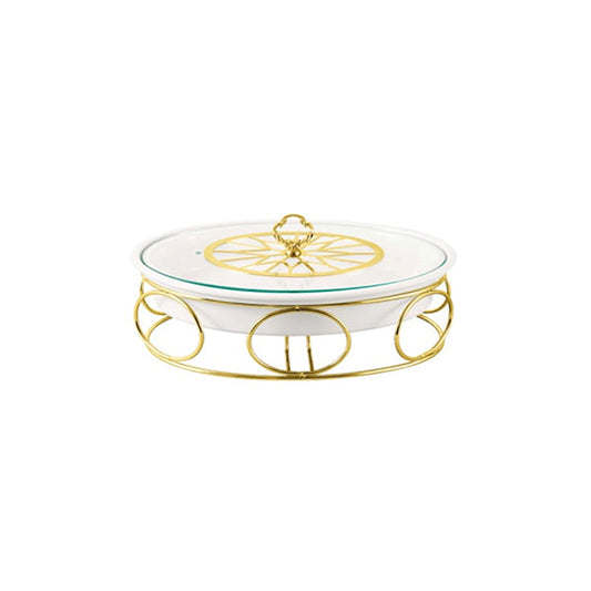 BR04004 12"OVAL CASEROLE CANDLE STAND 4c