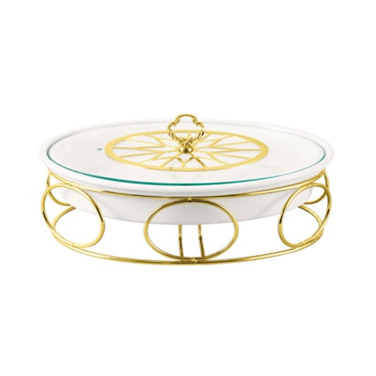 BR04005 16"OVAL CASEROLE CANDLE STAND 4c