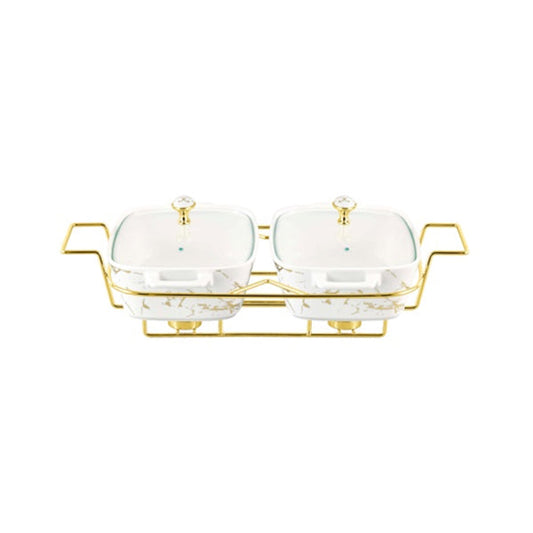 BR4013 13"TWIN RECT.CASSEROLE STAND 4c