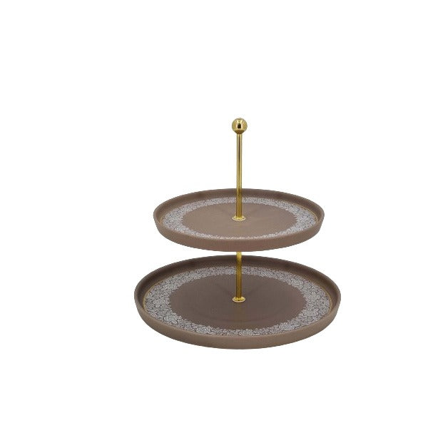 MK307 2Tier Pastry Stand Brown 12c