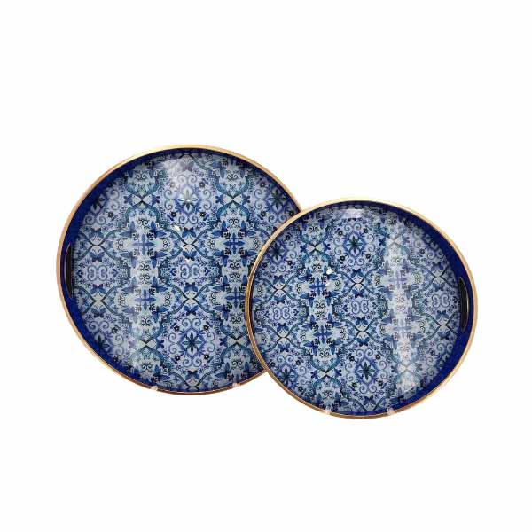 RY150 2Pcs Round Serving Tray Curved 4c